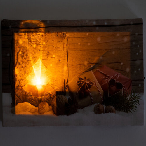Vánoční obraz s LED osvětlením Winter, 20 x 15 cm