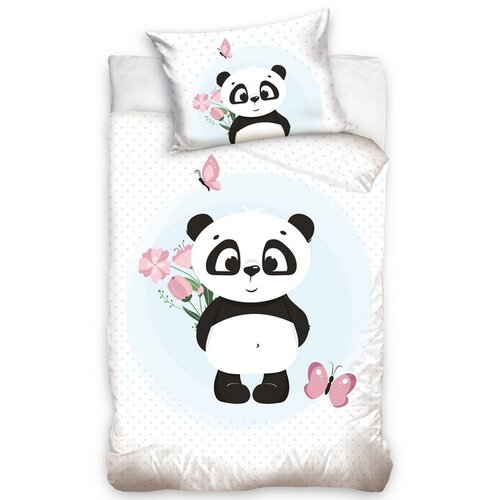 TipTrade Dětské bavlněné povlečení do postýlky Roztomilá Panda, 100 x 135 cm, 40 x 60 cm