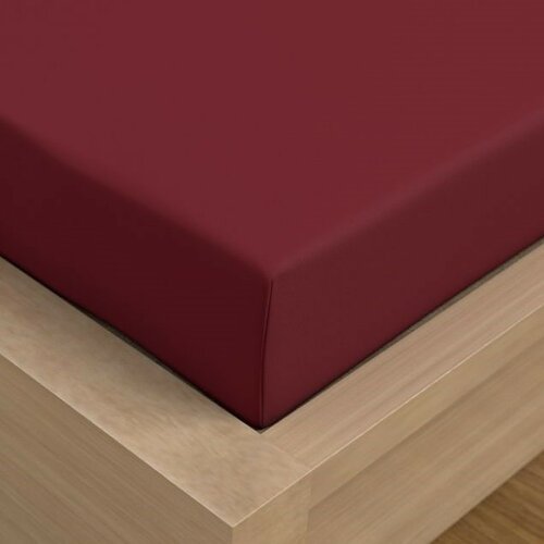 Kvalitex Satin foaie cu elastic burgundy, 140 x 200 cm