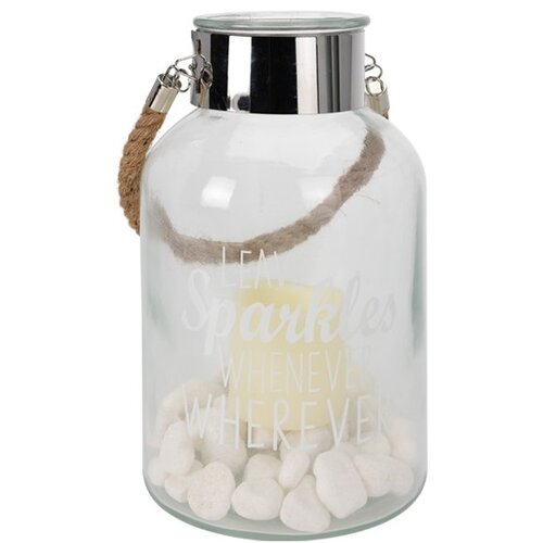 Koopman Lucerna s LED svíčkou Leave sparkles whenewer wherewer, 30 cm