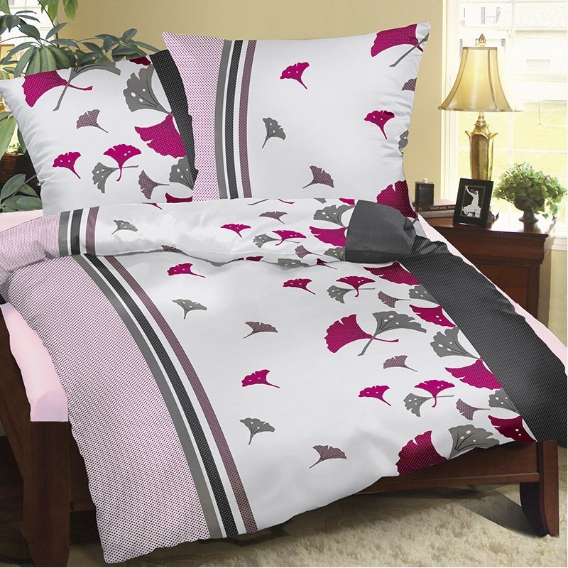 Bellatex Povlečení krep Purpurové vějířky , 240 x 220 cm, 2 ks 70 x 90 cm
