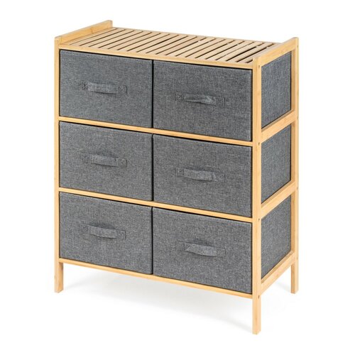 G21 Bambusowy regał z koszykami, 3 półki, szary