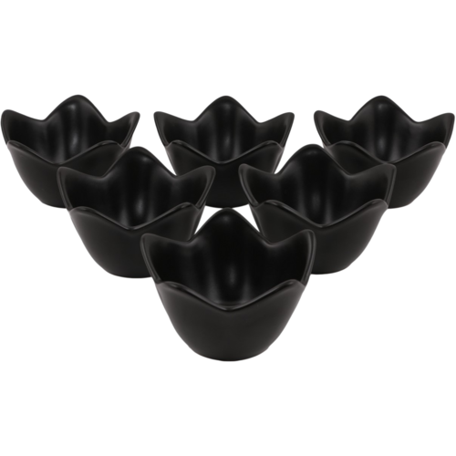 Set mit 6 Keramikschalen Lotus 11,8 cm, schwarz
