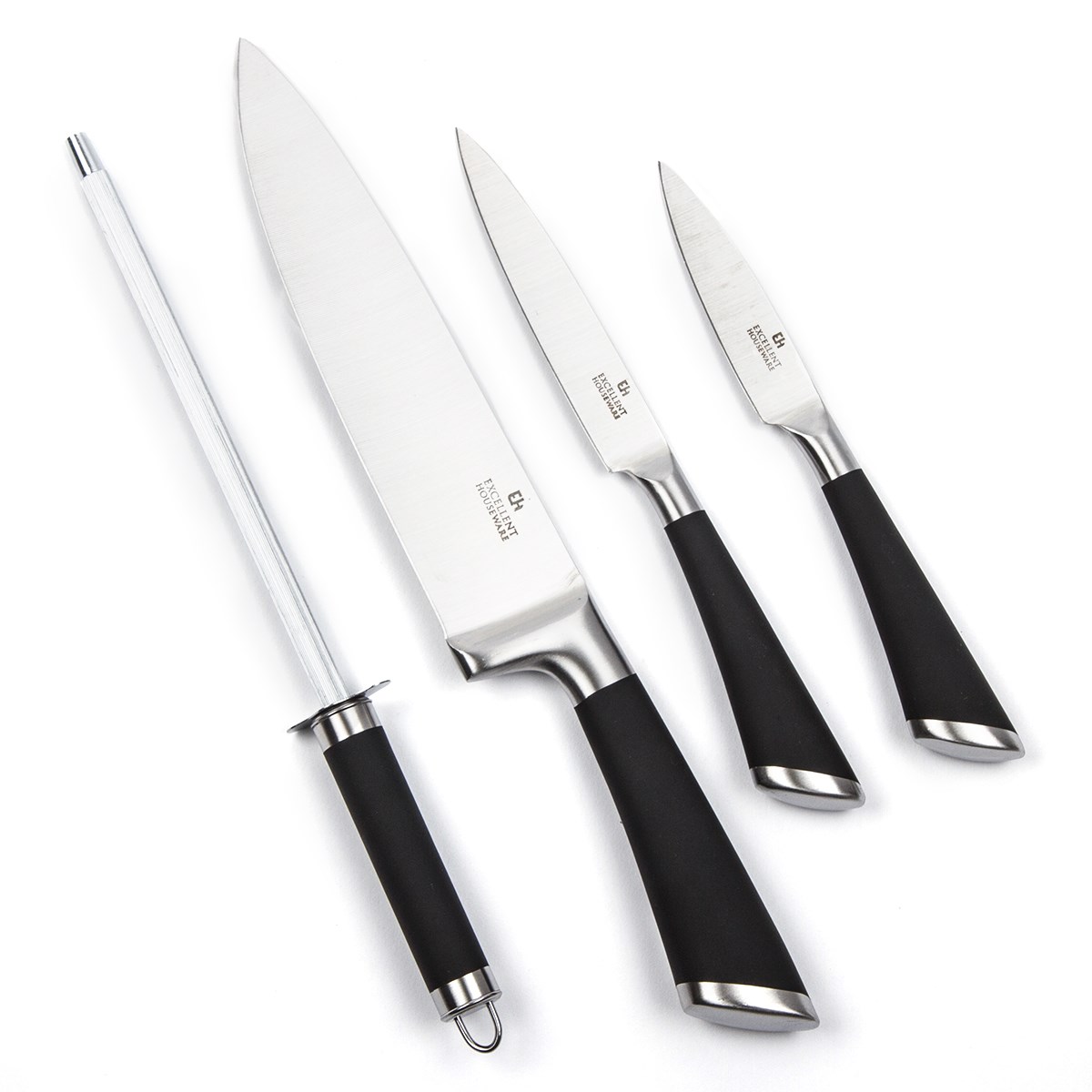 Sada 3 ks nožov s ocieľkou Excellent, čierna