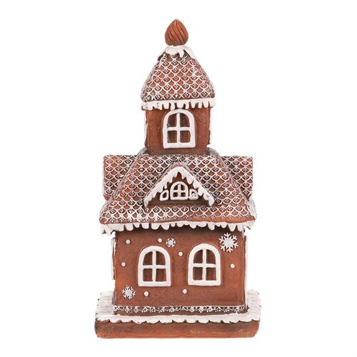 Vánoční dekorace Domek perníkový ,polyresin, LED, hnědá