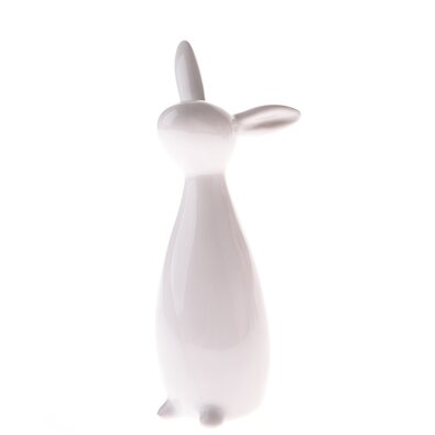 Porcelan zajček Twinkie bel, 7,5 x 17 cm