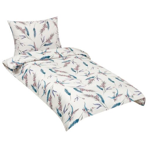 Bellatex Baumwollbettwäsche Ähre beige, blau, 140 x 200 cm, 70 x 90 cm