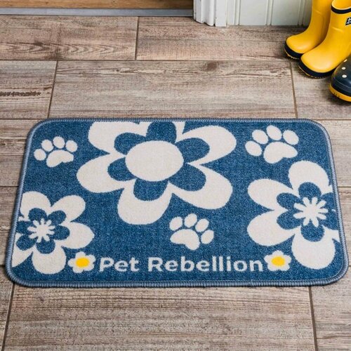 PET REBELLION Dinner Mate Flowers BlueKobereček pod misku, 40 x 60 cm