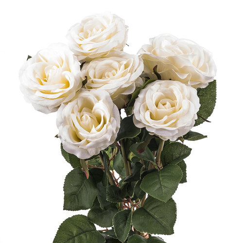 Umělá květina růže 48 cm bílá dárkové balení 6 ks