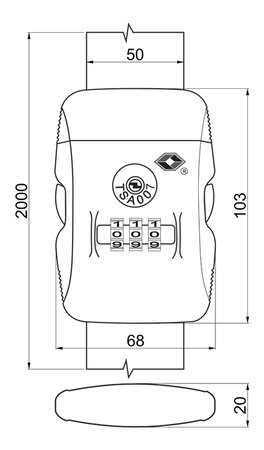 Richter Kódový cestovný TSA popruh na batožinu​ RV.TSA.319.SED, sivá