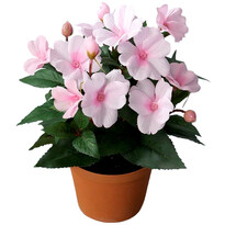 Floare artificială Impatiens în ghiveci, roz, 24 cm