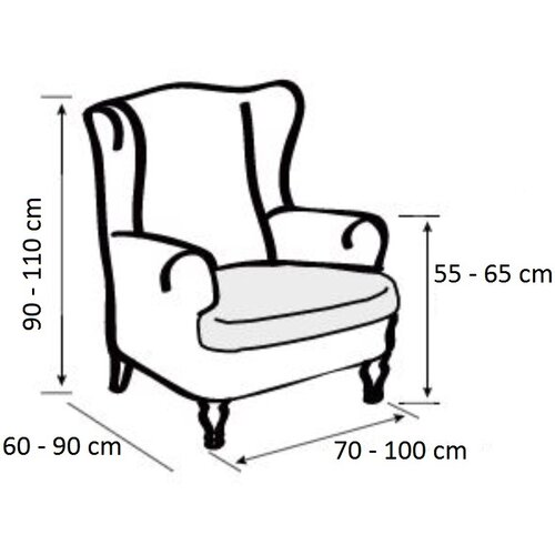 Pokrowiec multielastyczny na fotel Uszak Cagliari szary, 70 – 100 cm