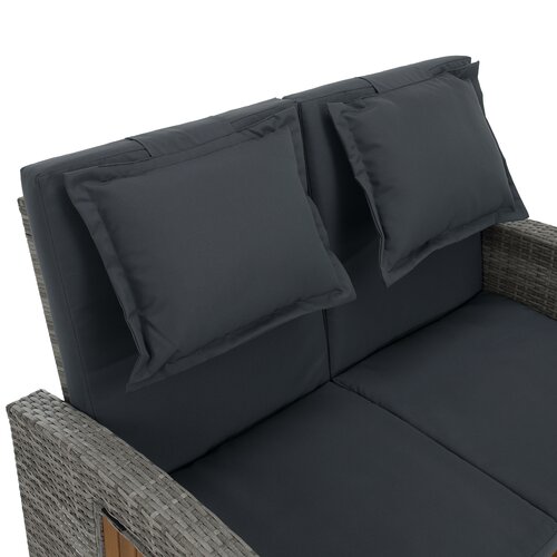 Sofa ogrodowa rattanowa MALORY, szary/naturalny