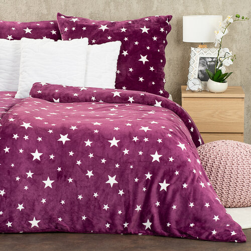 4Home Bettwäsche Mikroflanell Stars Violett, 160 x 200 cm, 2x 70 x 80 cm