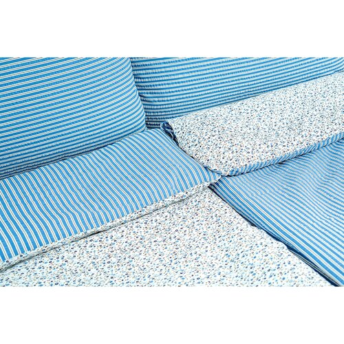 Stanex Lenjerie de pat din bumbac Flori-dungă albastru, 140 x 200 cm, 70 x 90 cm