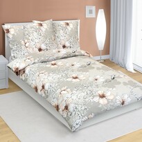 Lenjerie de pat creponată Bellatex Hibiscuscafea, 140 x 200 cm, 70 x 90 cm
