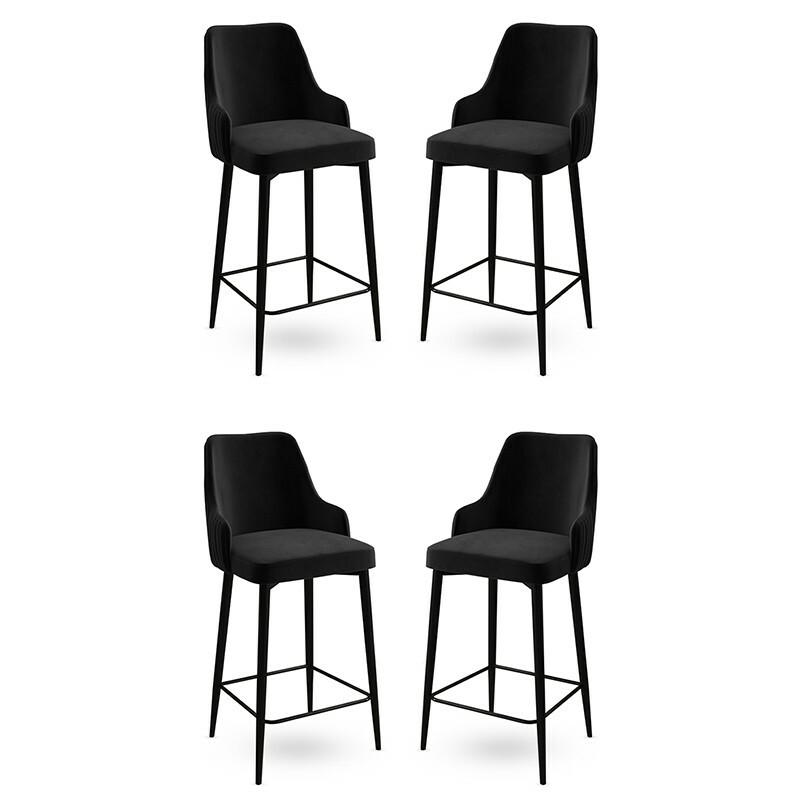 Sada barových židlí Enox Black, 4 ks, 4 ks
