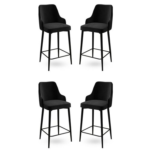 Sada barových židlí Enox Black and Black, 4 ks