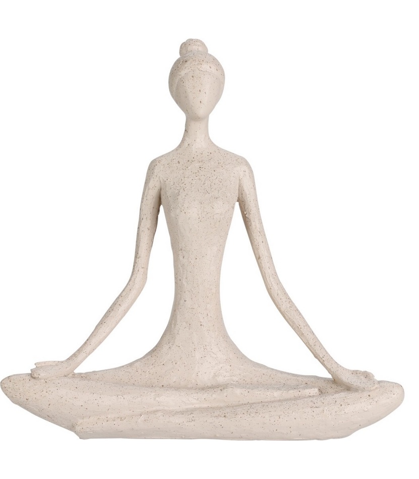 Dekorace Yoga Lady krémová, 18,5 x 19 x 5 cm, polystone