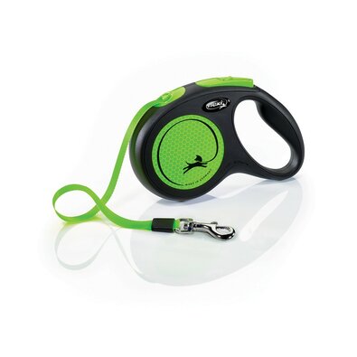 Flexi Lesă auto-înfășurabilă New Neon M, 5 m, 25kg, verde