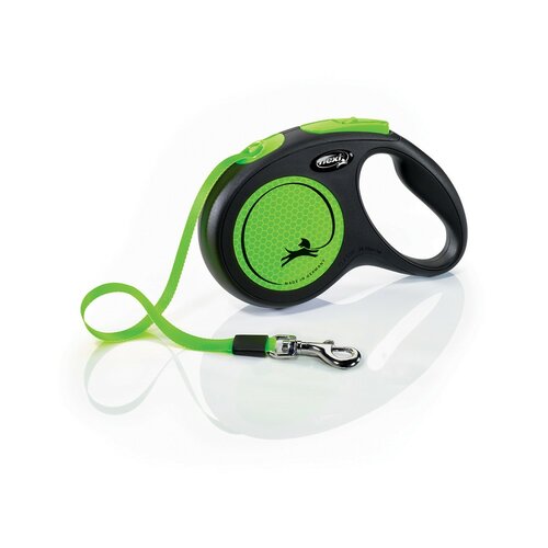 Flexi Lesă auto-înfășurabilă New Neon M, 5 m, 25kg, verde