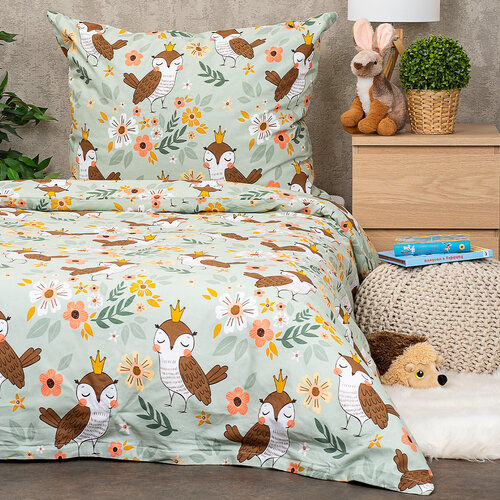 4Home Detské bavlnené obliečky Owlet, 140 x 200 cm, 70 x 90 cm