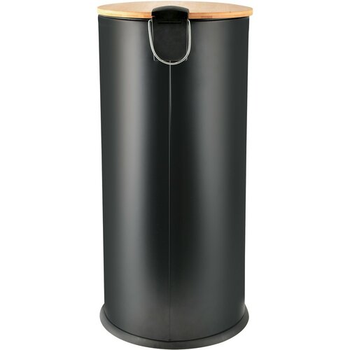 Coș de gunoi Spirella cu pedală și capac dinbambus Adonis 30 l, negru mat
