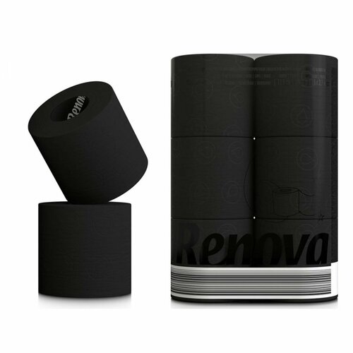 Renova 3-lagiges Toilettenpapier, 6 Stück, Schwarz
