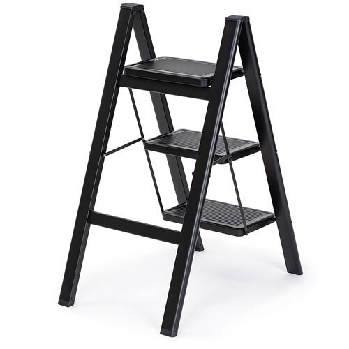 4Home Składane schodki stalowe Steel, 3 stopnie,czarne