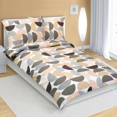 Bellatex Фланелева постільна білизна Півколо коричневий, лососевий, 140 x 200 см, 70 x 90 см