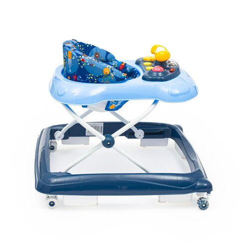 Baby Mix Walker pentru copii cu volan și roți dinsilicon, albastru închis, 50 x 44 x 50 cm