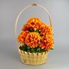 Dušičkový košík zdobený Chryzantéma 20 x 30 cm, oranžová