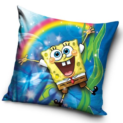 Obliečka na vankúšik Sponge Bob a Dúha, 40 x 40 cm