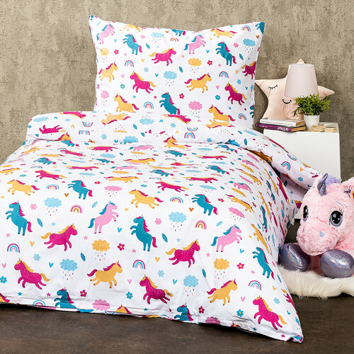 4Home Unicorns gyermek pamut ágyneműhuzat, 160 x 200 cm, 70 x 80 cm