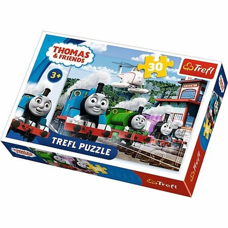 Puzzle Trefl Locomotiva Thomas Curse pe șine, 30 piese