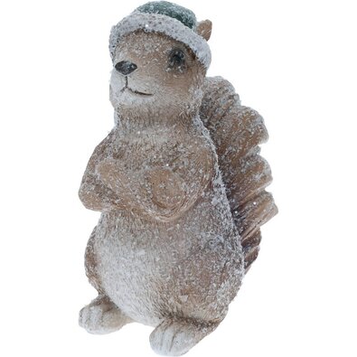 Dekoracija Veverka s čepicí zelená, 10,5 x 12,5 x6,5 cm