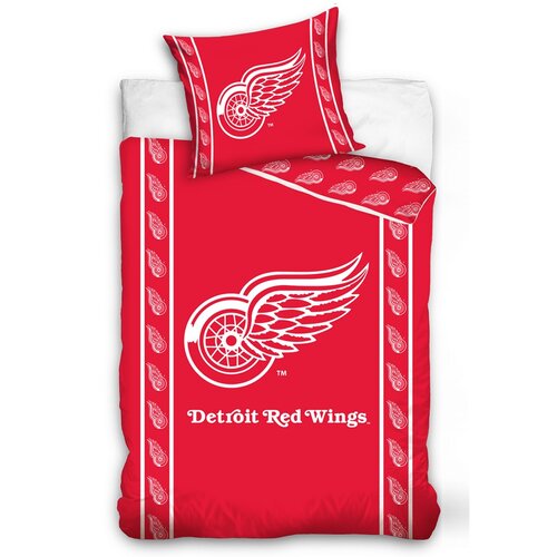 Lenjerie de pat NHL Detroit Red Wings Stripes, din bumbac, 140 x 200 cm, 70 x 90 cm