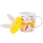 Altom Porcelanska skodelica Vesel zajček ssilikonskim pokrovom, 400 ml