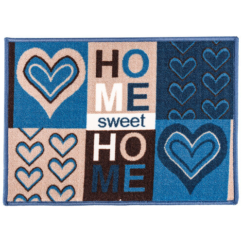 Vnútorná rohožka Sweet Home modrá, 50 x 70 cm