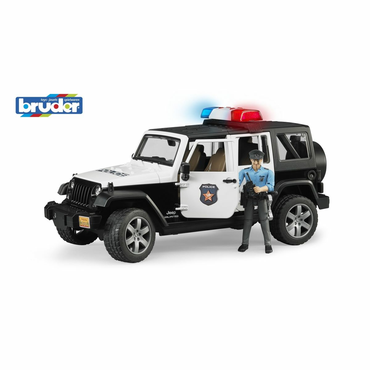 Bruder 02526 rendőrségi Jeep Wrangler rendőrrel és tartozékokkal, 1:16