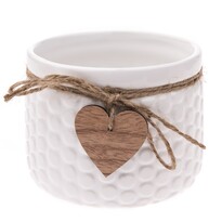 Ceramiczna osłonka na doniczkę Heart, biały, 12,5 x 9,5 cm Ceramiczna osłonka na doniczkę Heart, biały, 12,5 x 9,5 cm