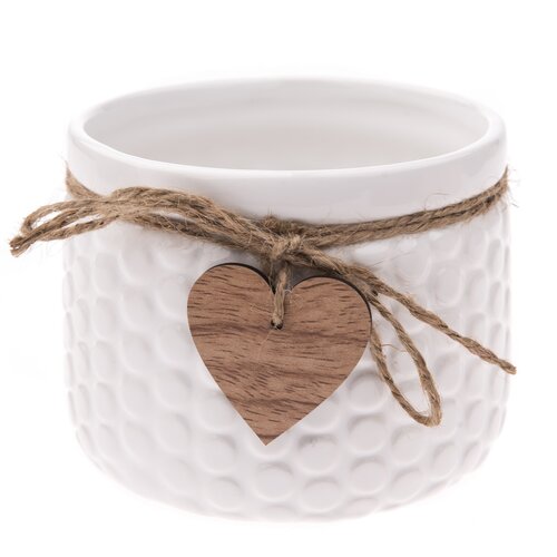 Keramični lonec za rože Heart, bel, 12,5 x 9,5 cm