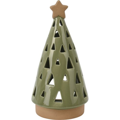 Świecznik porcelanowy na świeczkę tea light, zielony, 10 x 20 cm