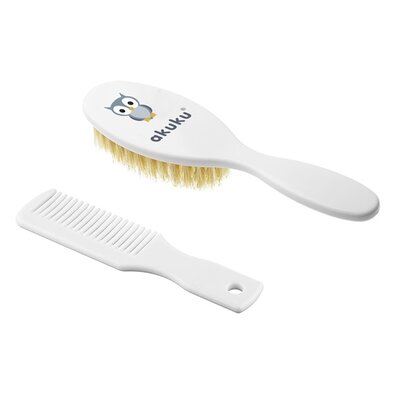 Akuku Naturhaarbürste Eule, weiß