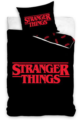 Bombažna posteljnina Stranger Things Black, 140 x 200 cm, 70 x 90 cm