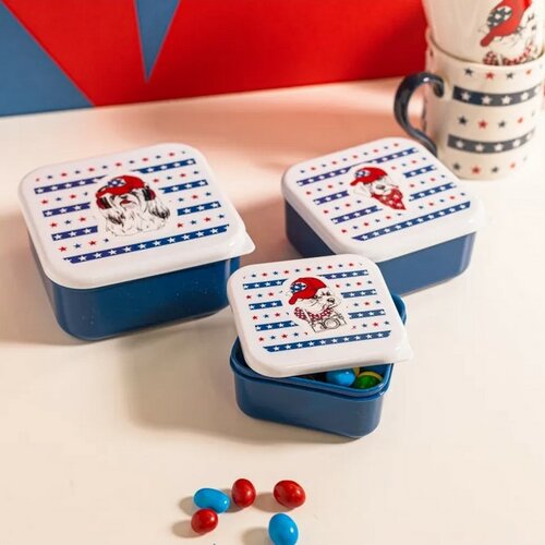 Altom Set of Easy Morning snack boxes, blue, 3 pcs