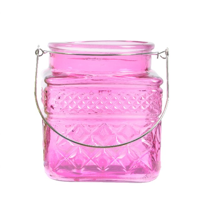 Sklenený svietnik Colours ružová, 13 cm