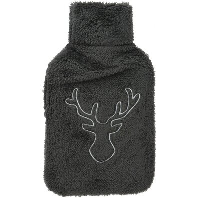 Termofor z ovitkom iz ovčje kože Severni jelensive barve, 33 x 19 cm