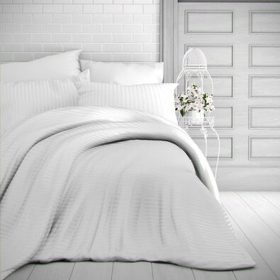 Kvalitex Stripe szatén ágynemű, fehér, 200 x 200 cm, 2 db 70 x 90 cm