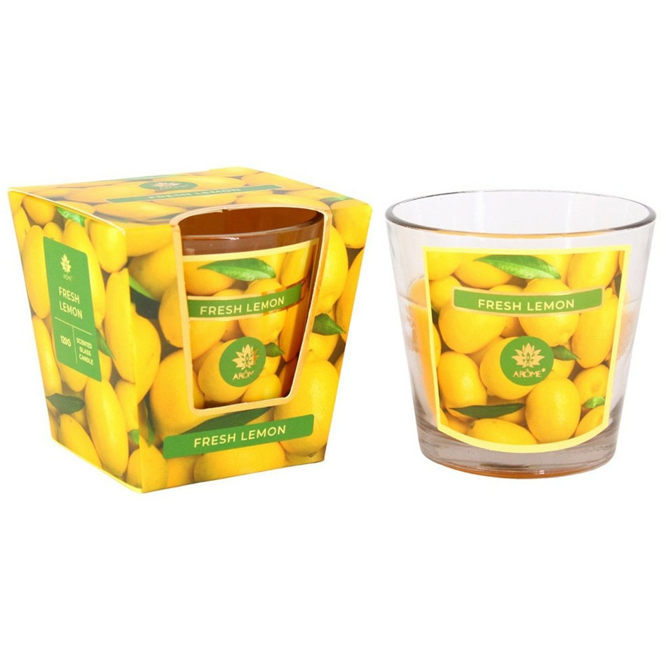 Levně Arome Vonná svíčka ve skle Fresh Lemon, 120 g